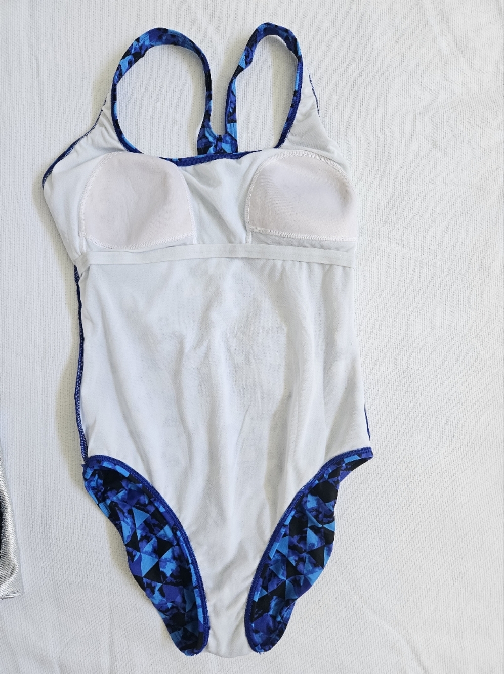 Speedo Blue Geometric Performance One Piece Swimsuit - Size 12 - Picture 5 of 6